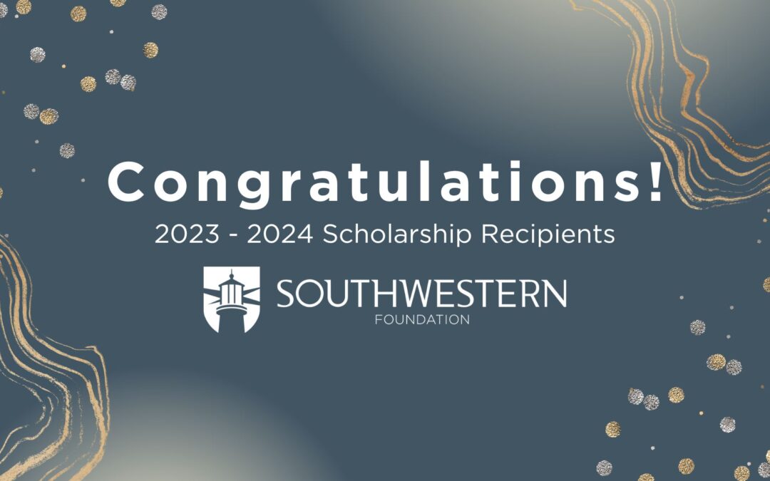 Congratulatory photo that says congratulations 2023-2024 Scholarship Recipients and includes a logo of the SWOCC Foundation