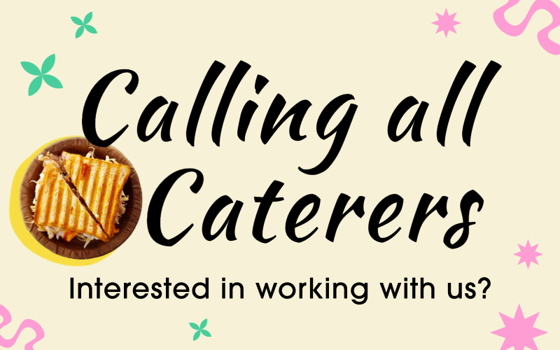 Graphic with headline "Calling all Caterers"