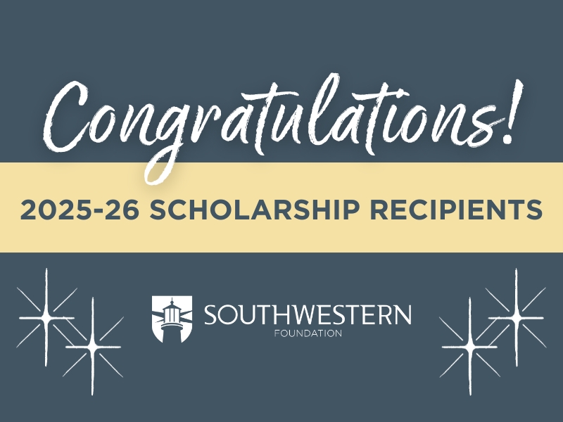 2025-26 Fdtn Schol Recipients (800 x 600 px) Blue background with four white stars; text reads "Congratulations! 2025-26 Scholarship Recipients" followed by SWOCC Foundation logo