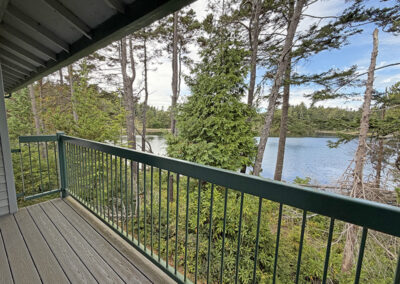 image is a view of the lake from the apartment balcony